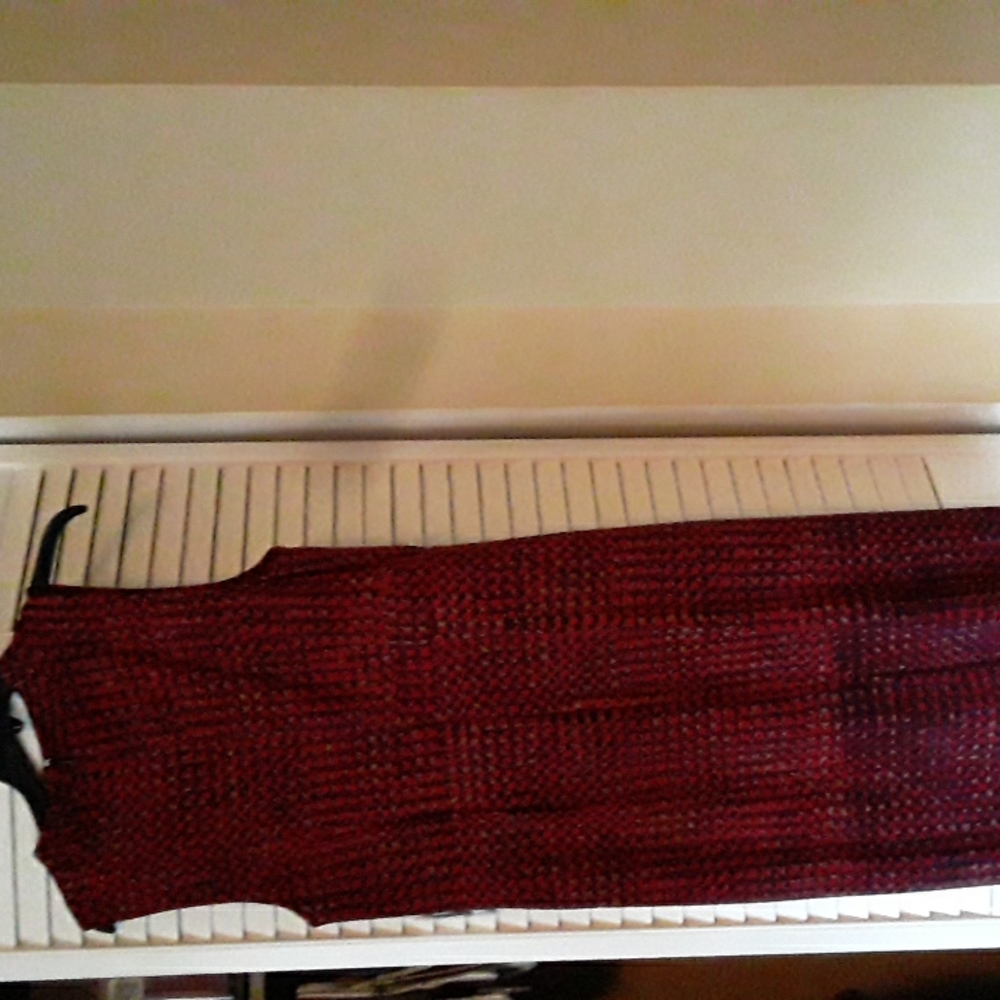 NWT Lord & Taylor Red Houndstooth Patterned Knit Dress Size 10
